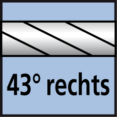 helix angle 43° right hand