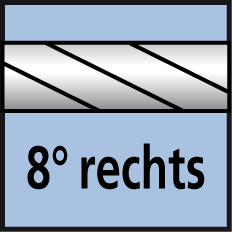 Spiralwinkel 8° rechts